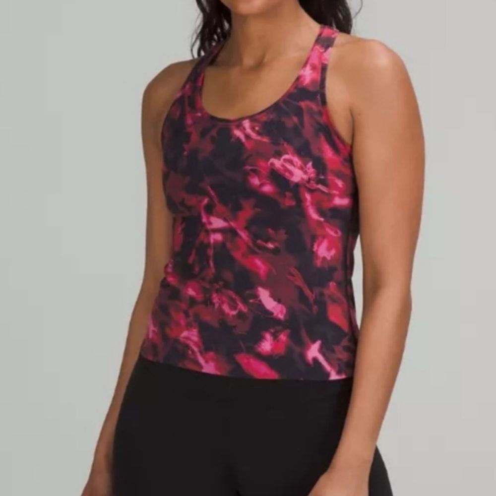 Lululemon Cool Racerback Short Tank Top Nulu Intensity Pink Blossom Multi Size 2